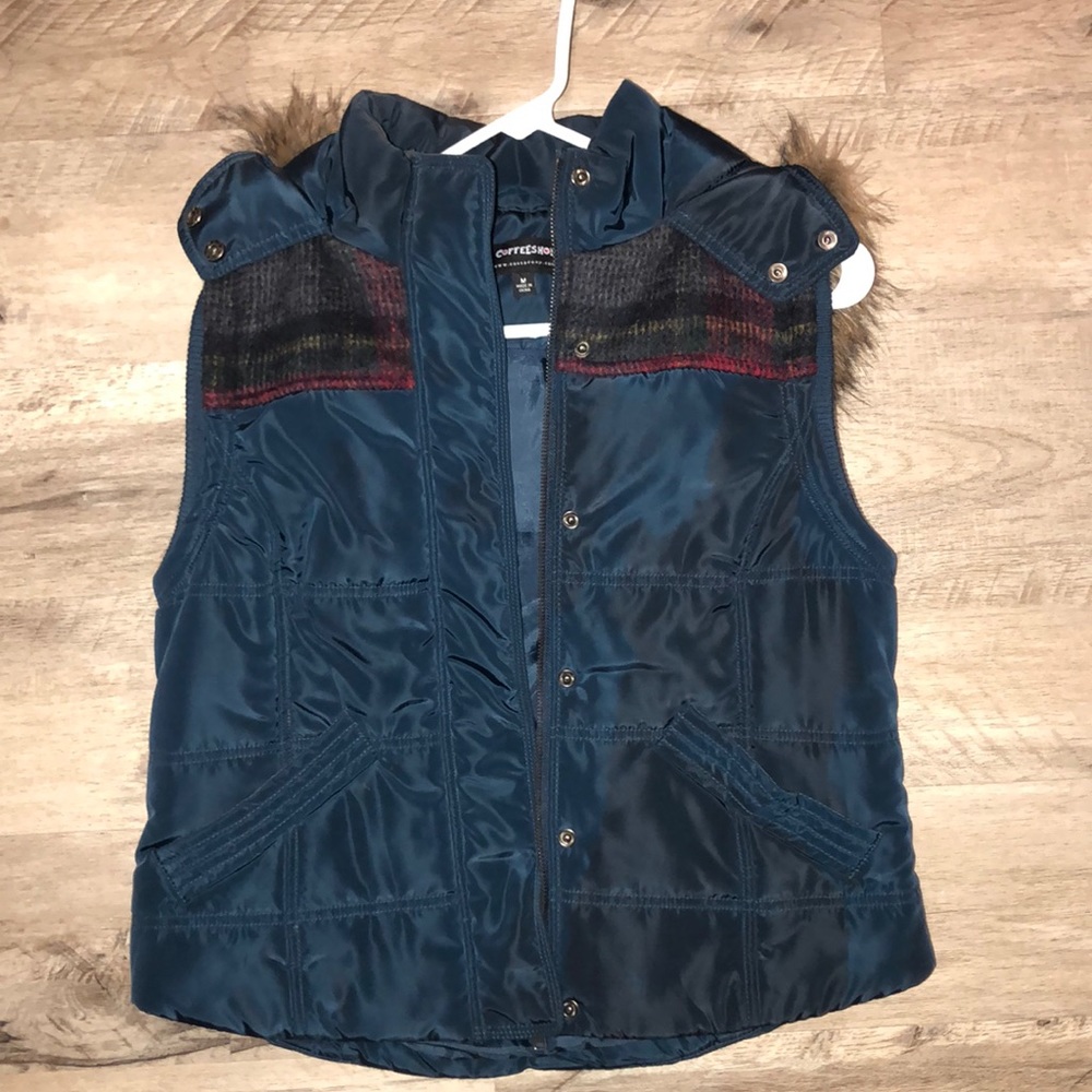 Navy w/ plaid vest